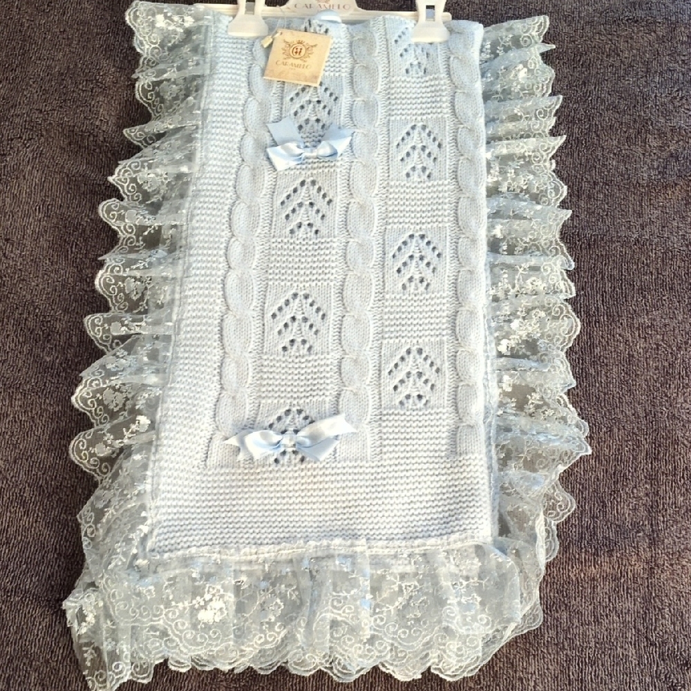 Caramel Kids Elegant Lace Trimmed Skirt in Light Blue
